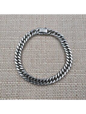 8 Inch Stainless Steel Polished Cuban Link Chain Bracelet A7693